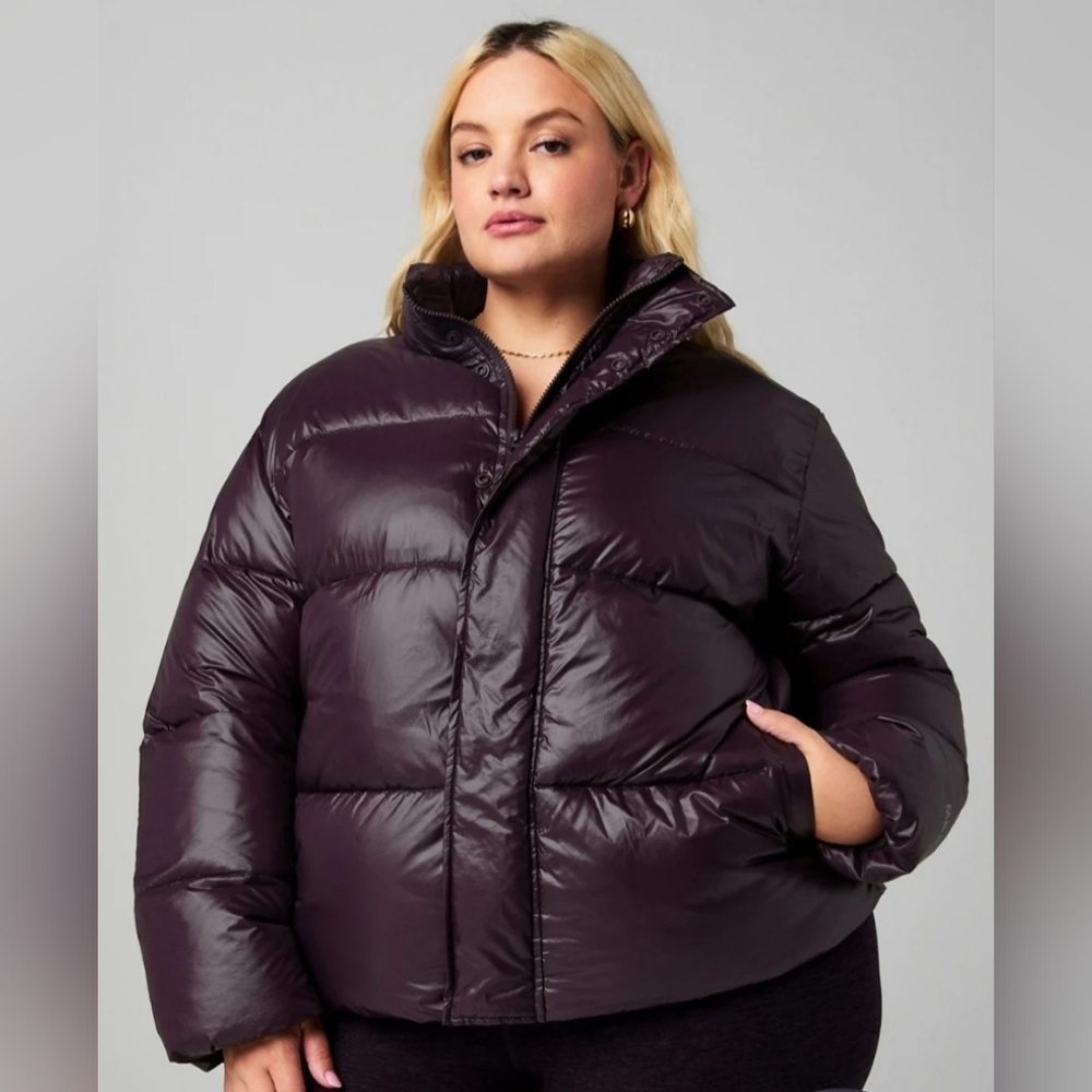NWT Fabletics Deep Plum Purple Puffer Jacket Womens Size XL